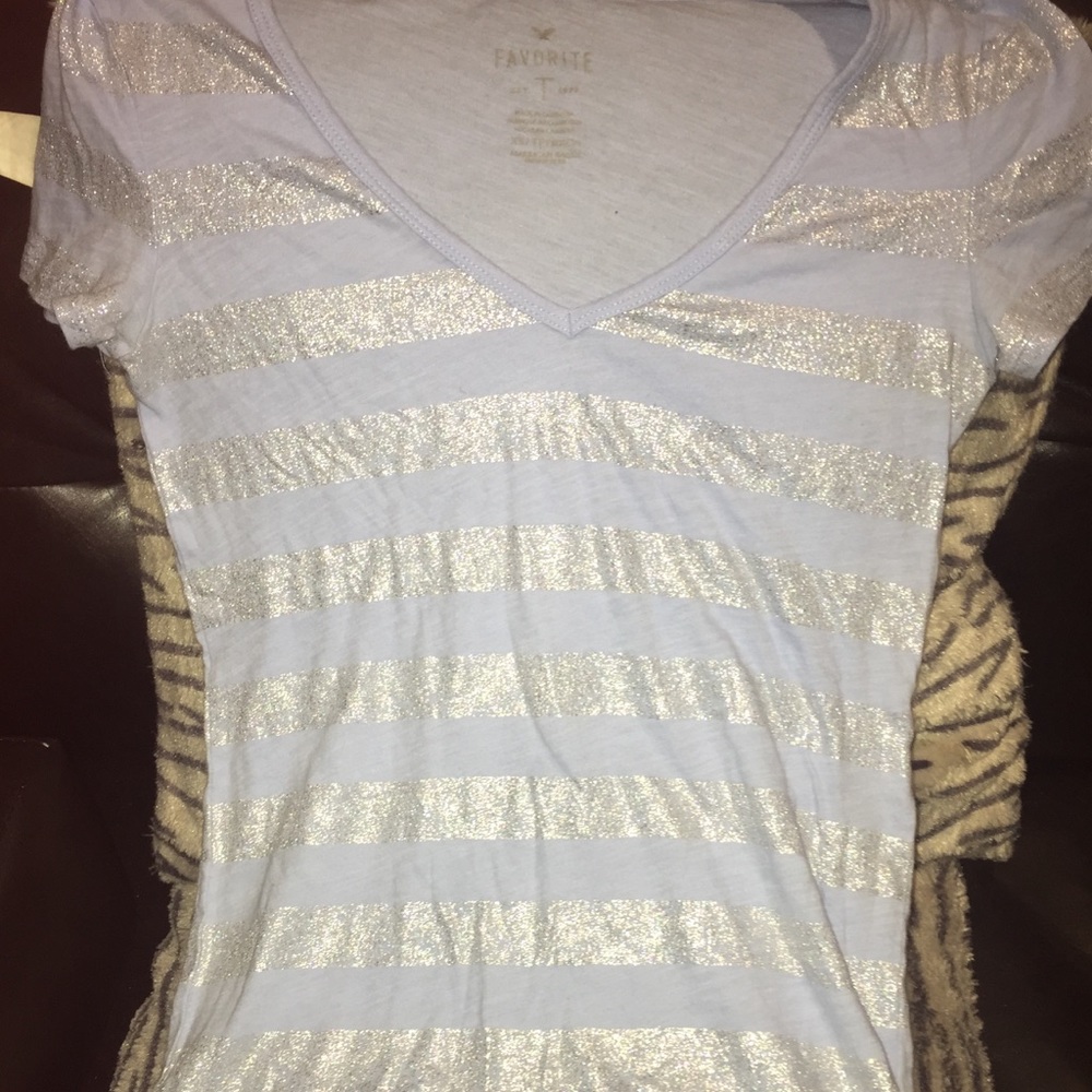 🔥5/$20 GORGEOUS SS Ice Blue & Silver Tee🔥